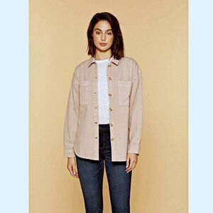 Thread And Supply Fletcher Button Down Cotton Jacket Tan Cream Women S